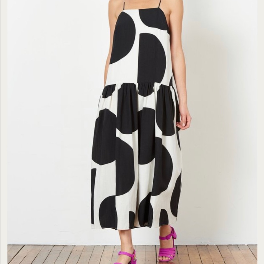 Mara Hoffman Renata Dress in Tondo black and white print.